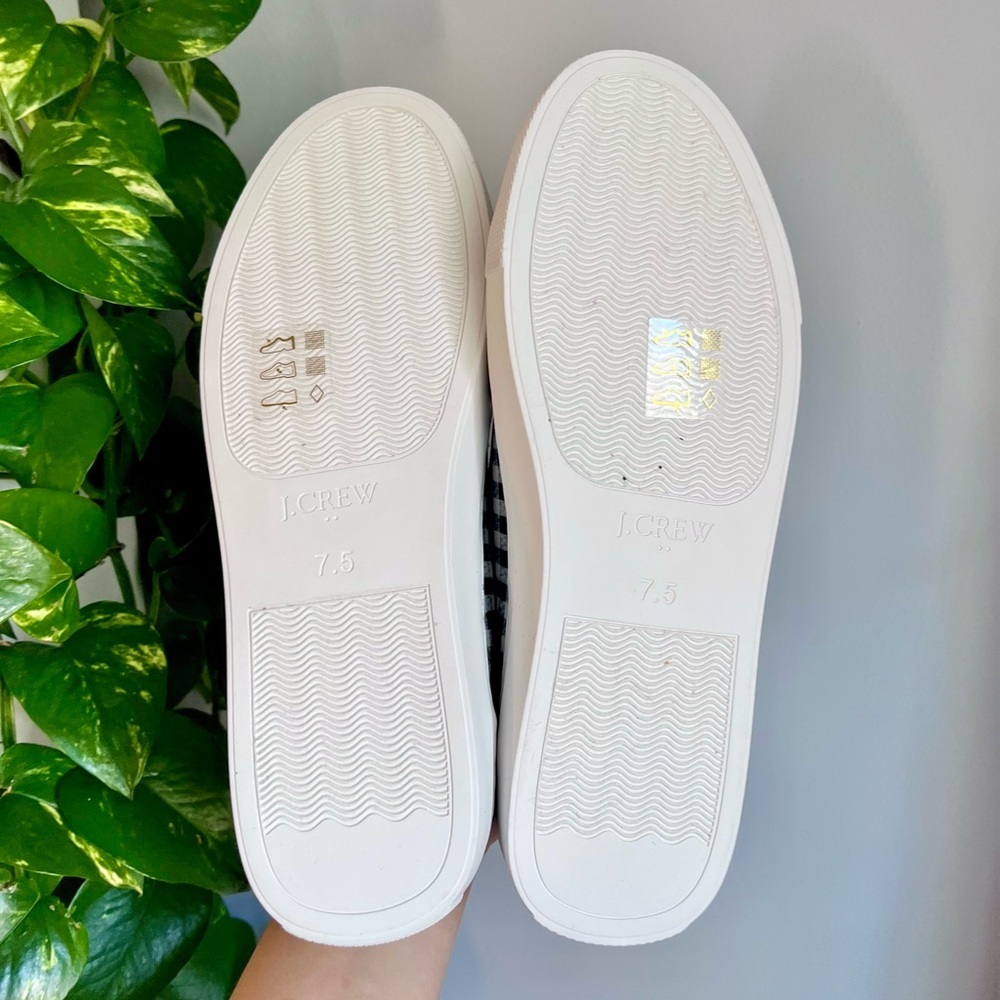 J. Crew Navy Blue & White Gingham Sneakers - Picture 6 of 10